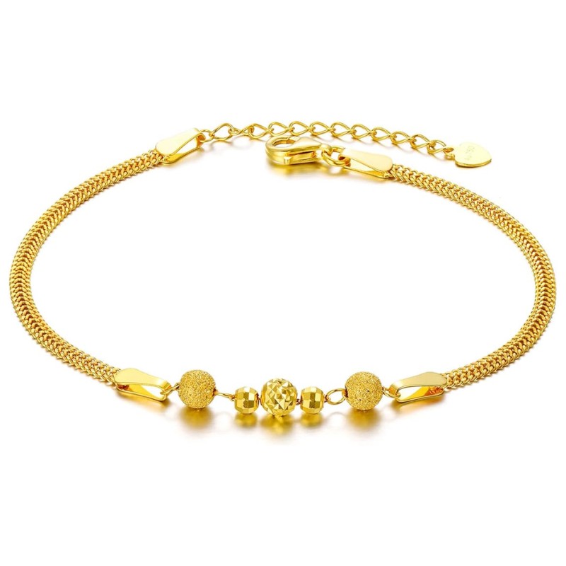 18K Gold Bead Bracelet for Women