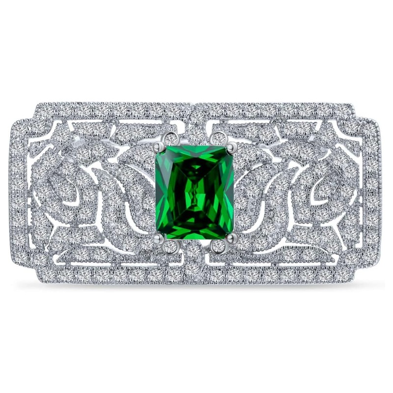 Art Deco CZ Filigree Statement Brooch