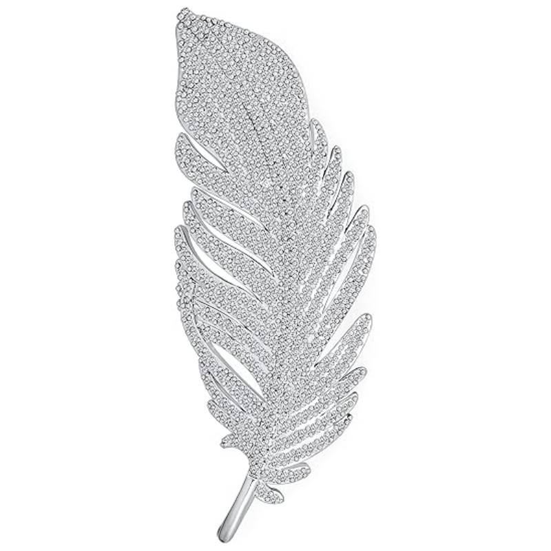 Vintage CZ Peacock Feather Brooch Pin