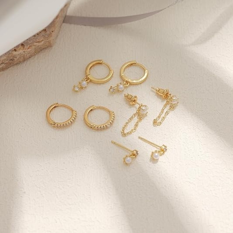 Dainty Gold Dangle Hoop Earrings