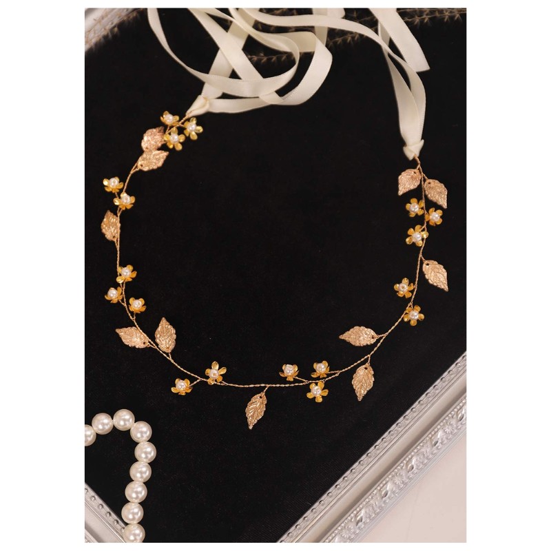 Gold Leaf Bridal Headband for Women