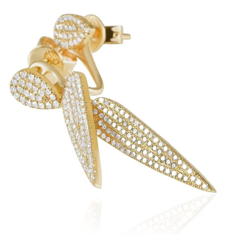 14K Gold Diamond Dagger & Drop Earring