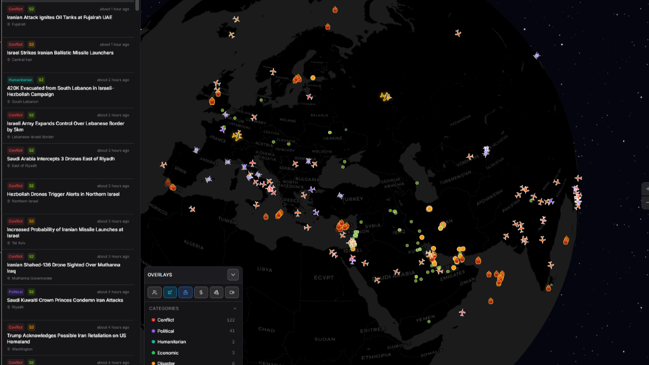 Monitor the Situation - Live Global News & Event Map