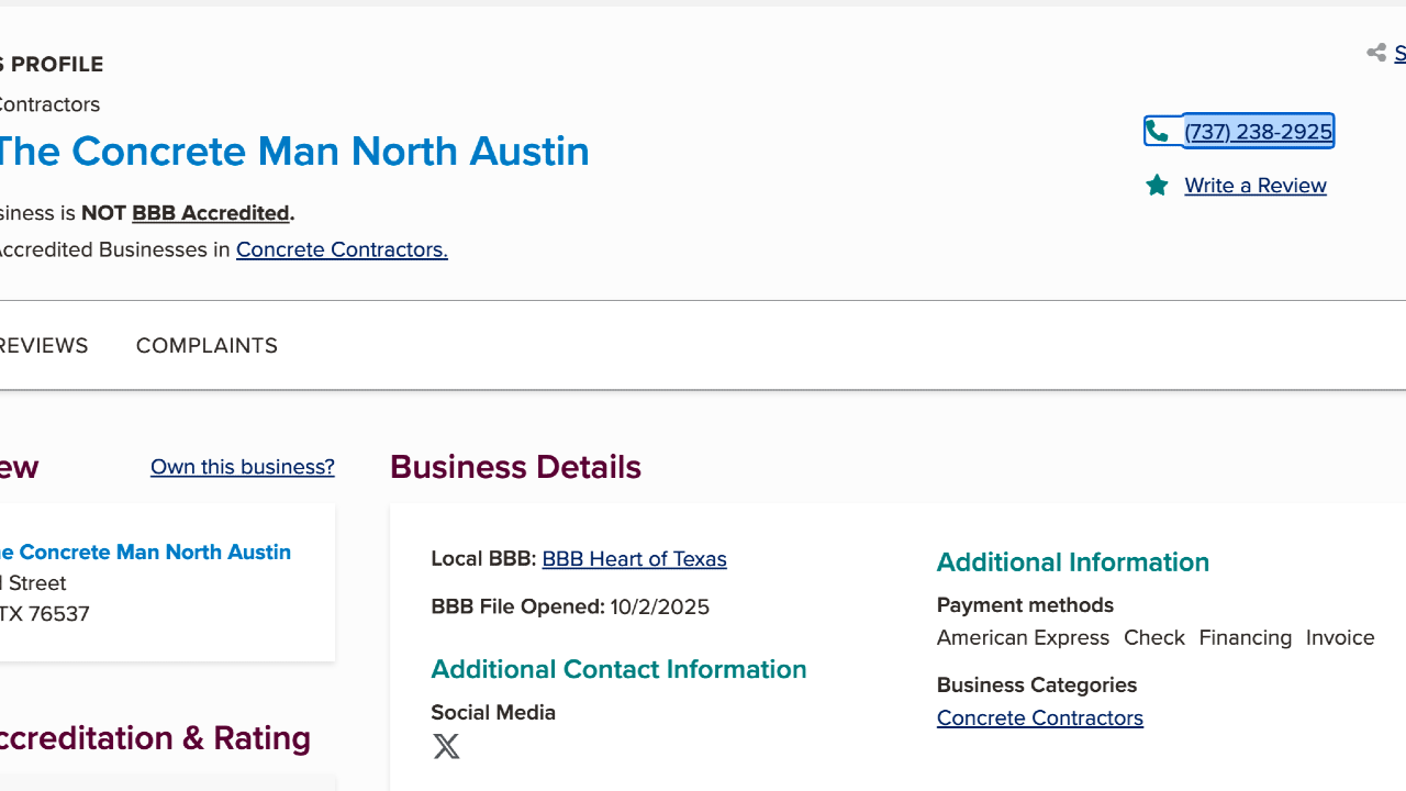 Sam The Concrete Man North Austin professional concrete services