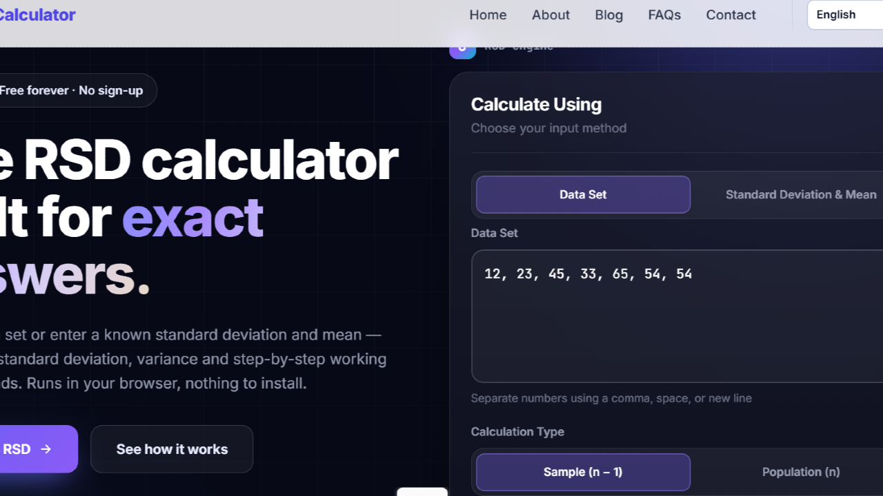 RSD  CALCULATOR