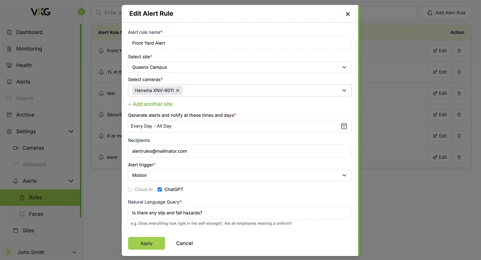 VXG Cloud VMS