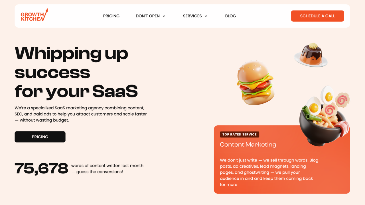 Growth Kitchen homepage