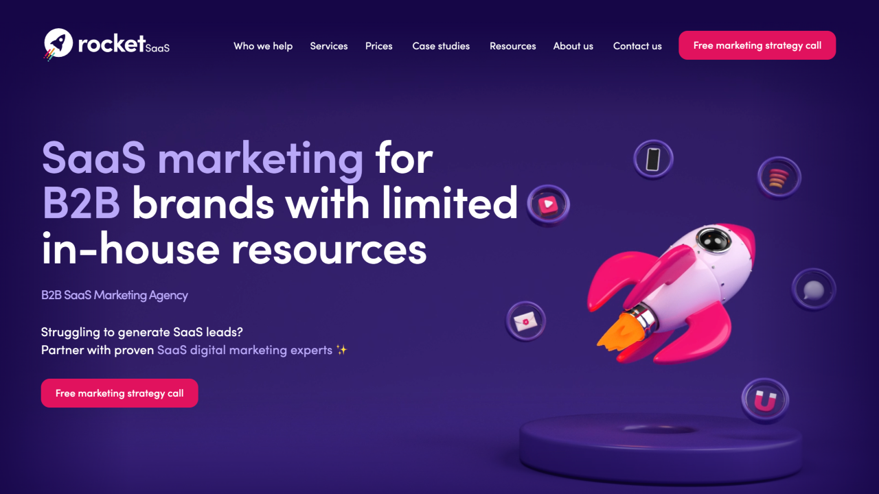 Rocket SaaS homepage