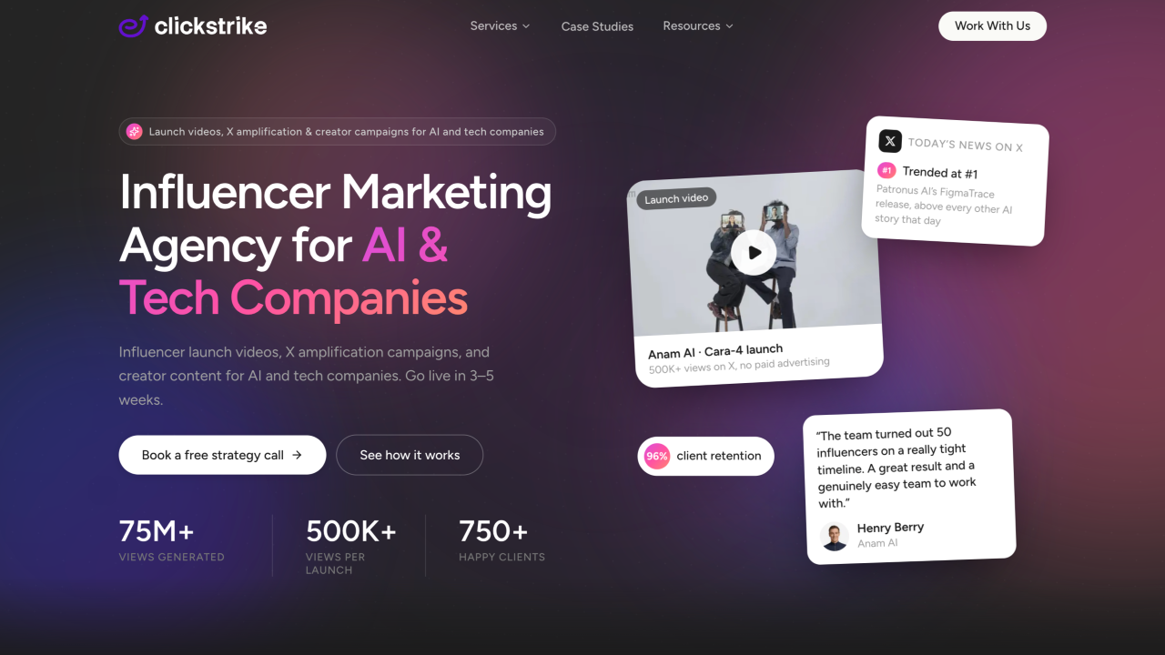 ClickStrike homepage