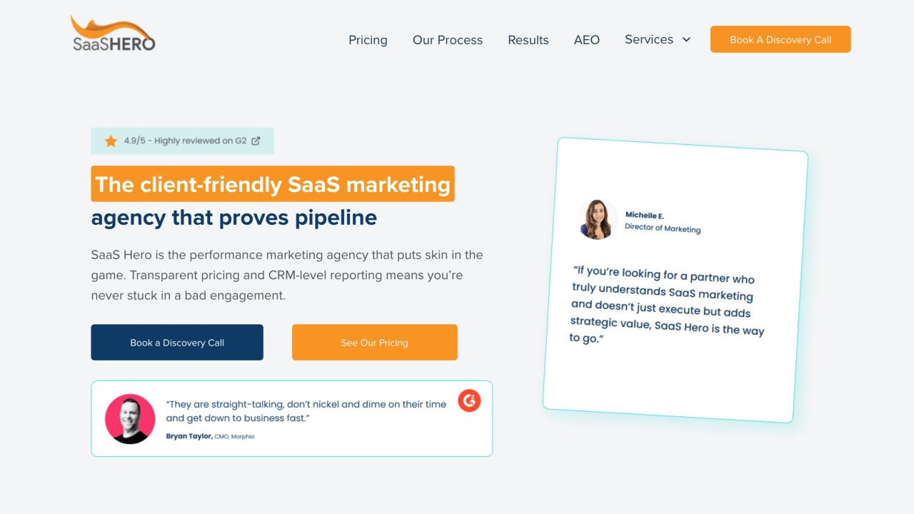 SaaS Hero homepage