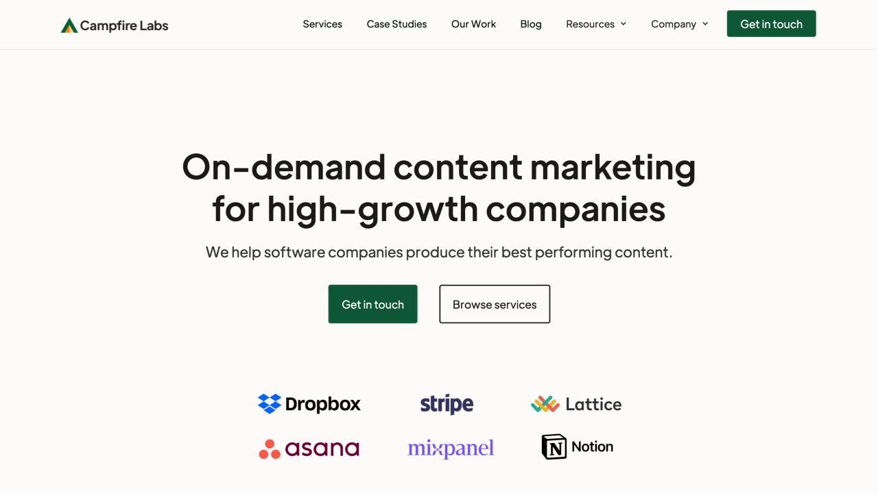Campfire Labs website screenshot