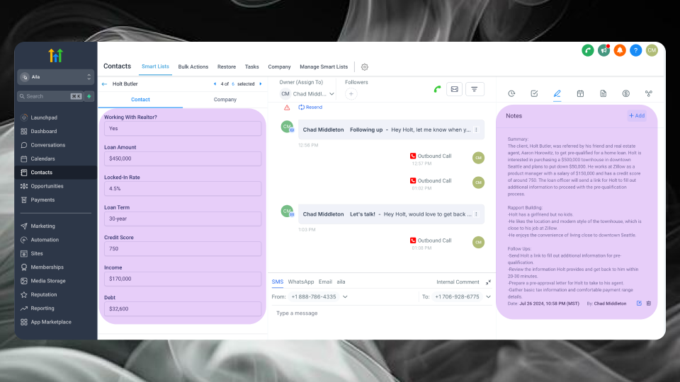 GoHighLevel marketplace - GHL integration - Aila AI Revenue Intelligence