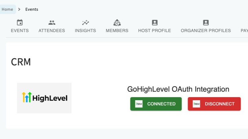 GoHighLevel marketplace - GHL integration - mTap Events