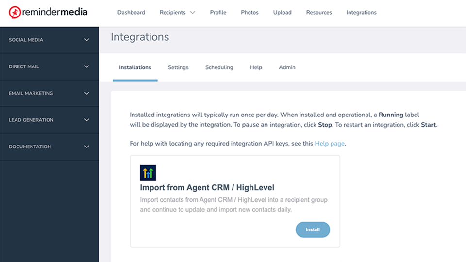 GoHighLevel marketplace - GHL integration - ReminderMedia