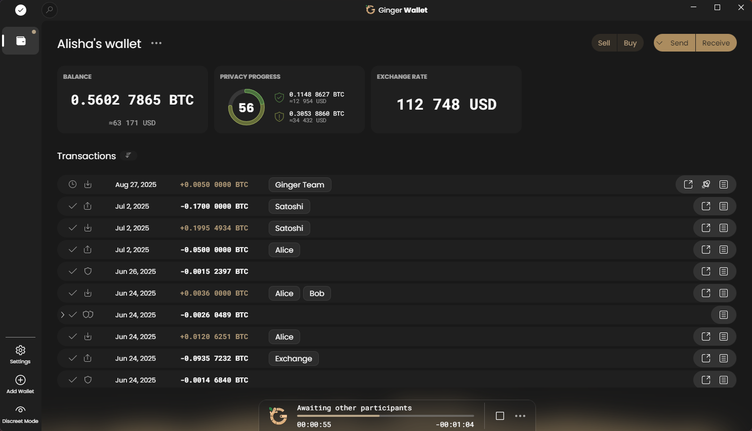 Ginger Wallet Bitcoin privacy desktop