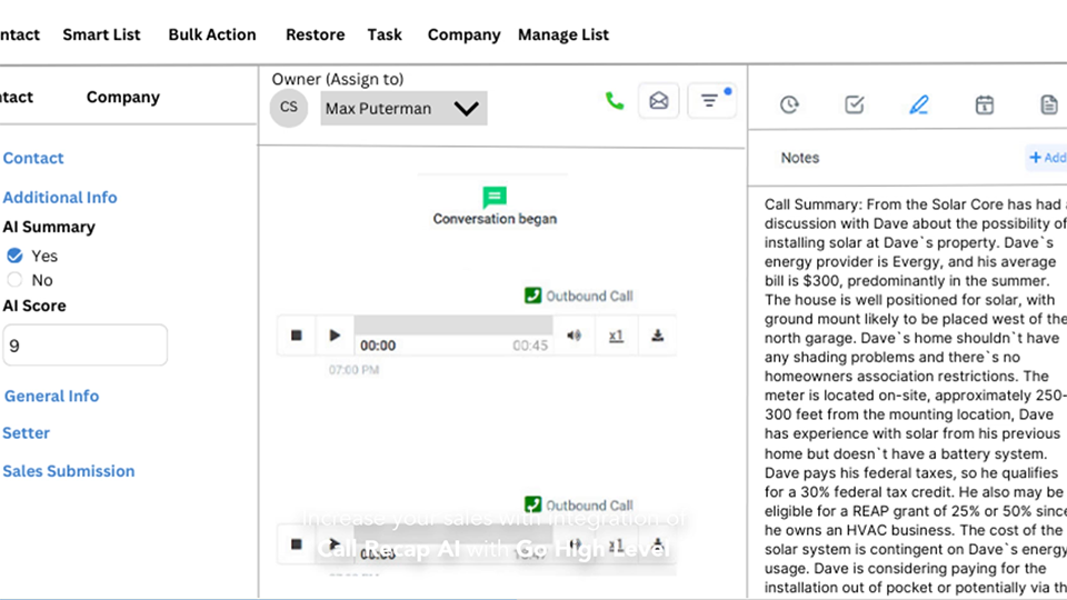 GoHighLevel marketplace - GHL integration - CallRecapAi