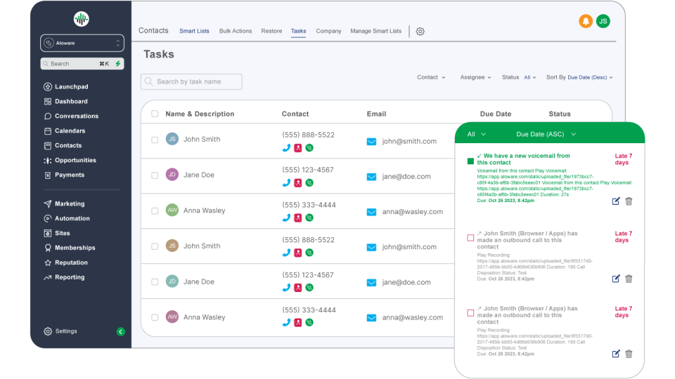 GoHighLevel marketplace - GHL integration - Aloware