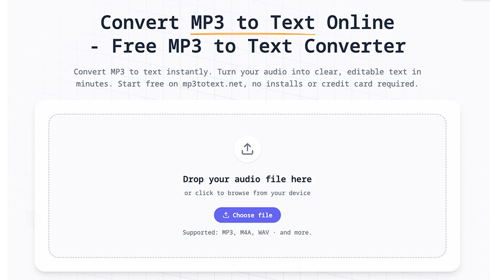 Free MP3 to Text Online Converter