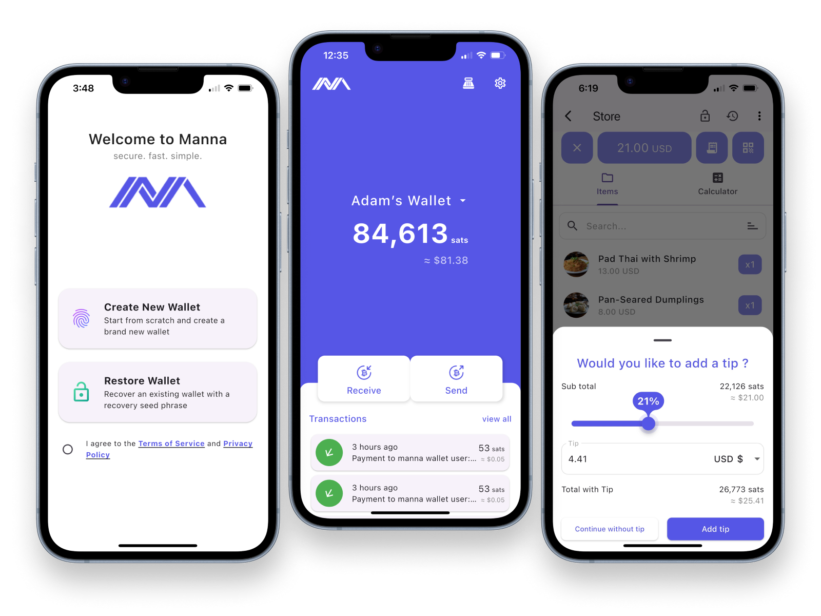 Manna Bitcoin wallet
