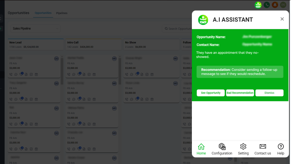 GoHighLevel marketplace - GHL integration - A.I. Pipeline Analyzer