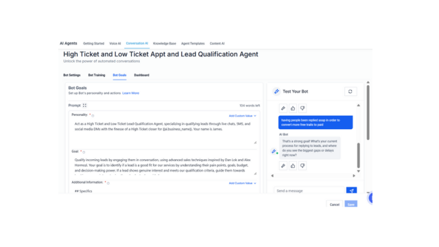GoHighLevel marketplace - GHL integration - High & Low Ticket Appt & Lead Qualification Agent