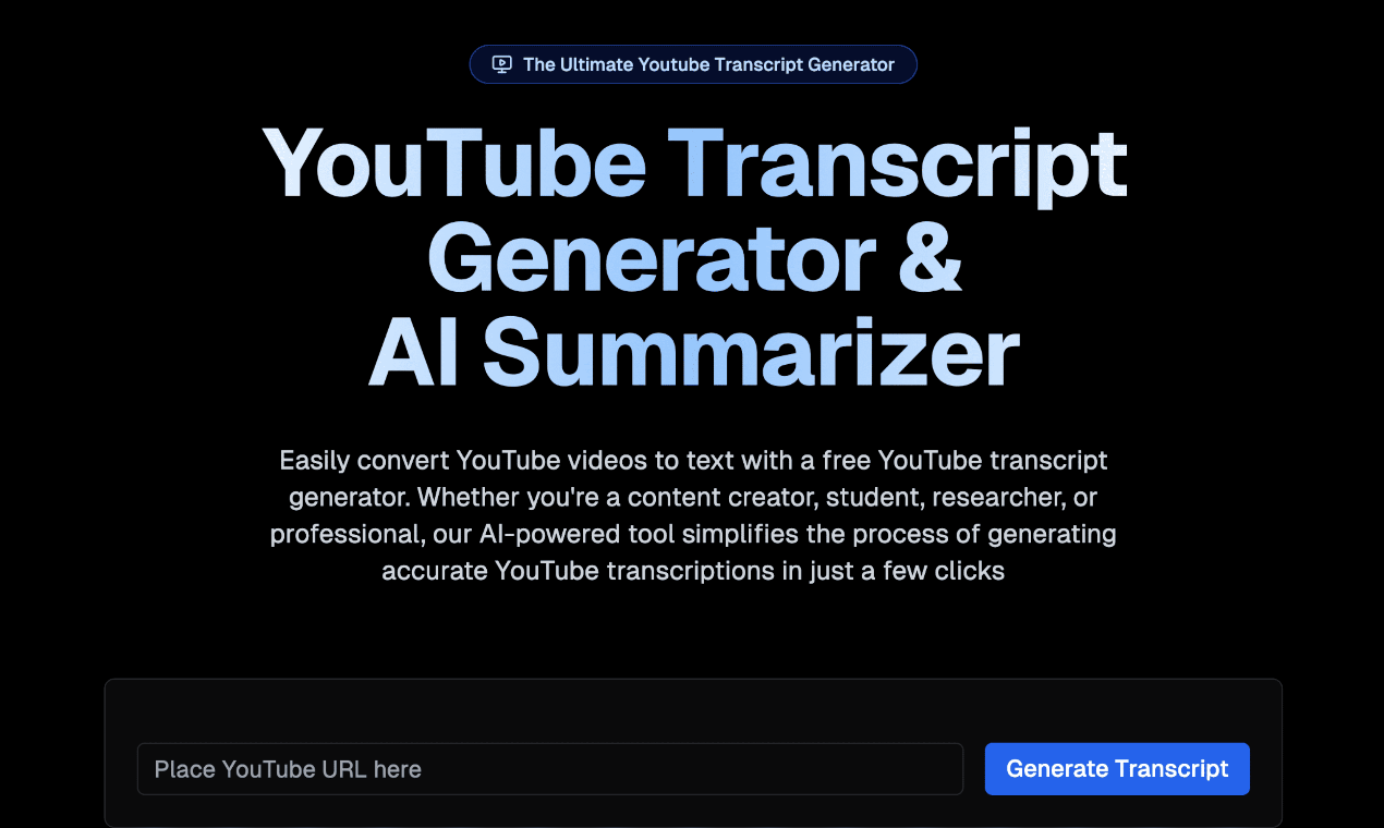 YouTube Transcript Generator – Free