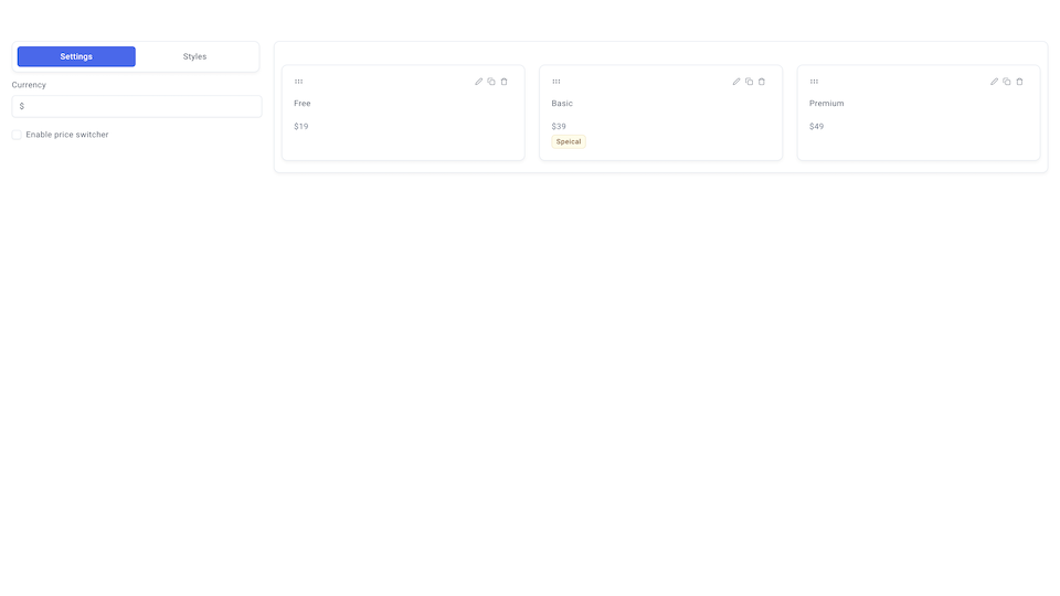 GoHighLevel marketplace - GHL integration - Pricing template with special offer Annual toggle