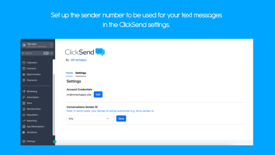 GoHighLevel marketplace - GHL integration - ClickSend SMS