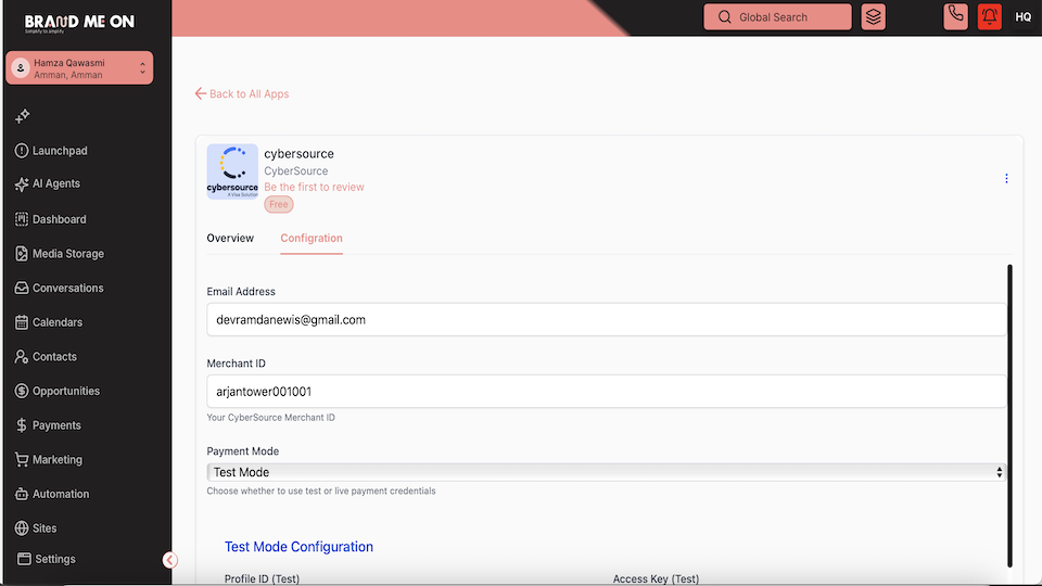 GoHighLevel marketplace - GHL integration - Cybersource Pro