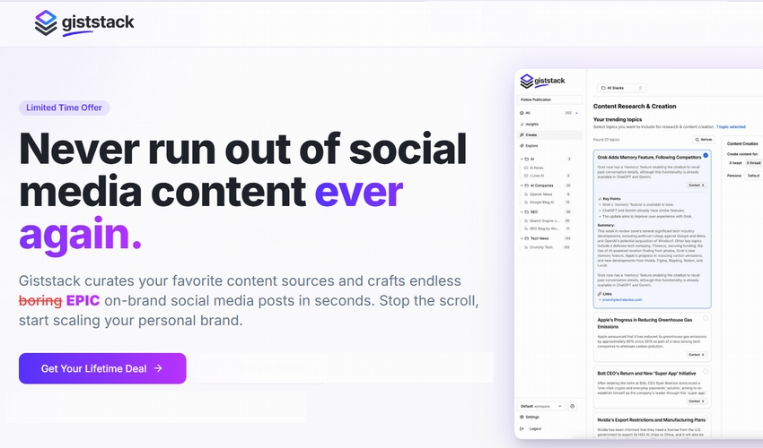 Giststack Lifetime Deal