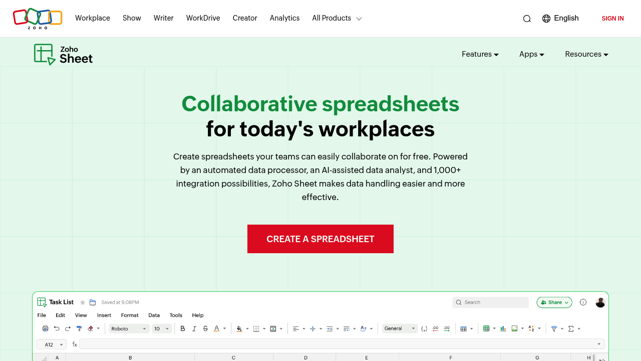Zoho Sheet