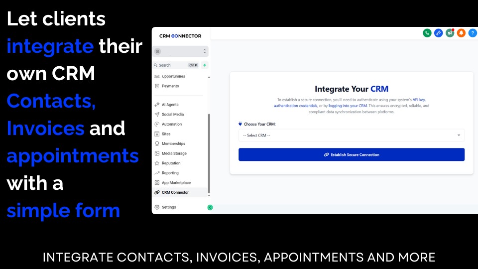 GoHighLevel marketplace - GHL integration - CRM Connector