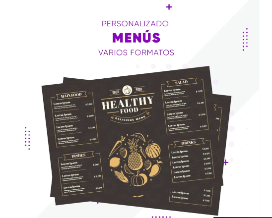 SERVICIO DE IMPRESIÓN Y DISEÑO DE MENÚS $199