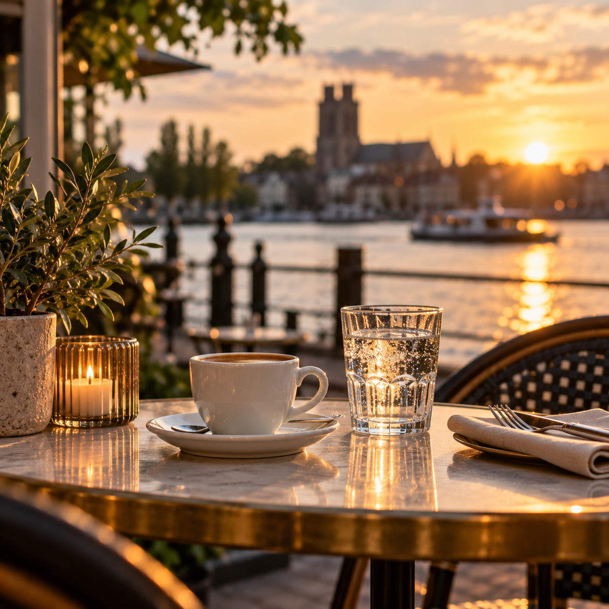 grandcafé aan het water in het historische centrum van Dordrecht