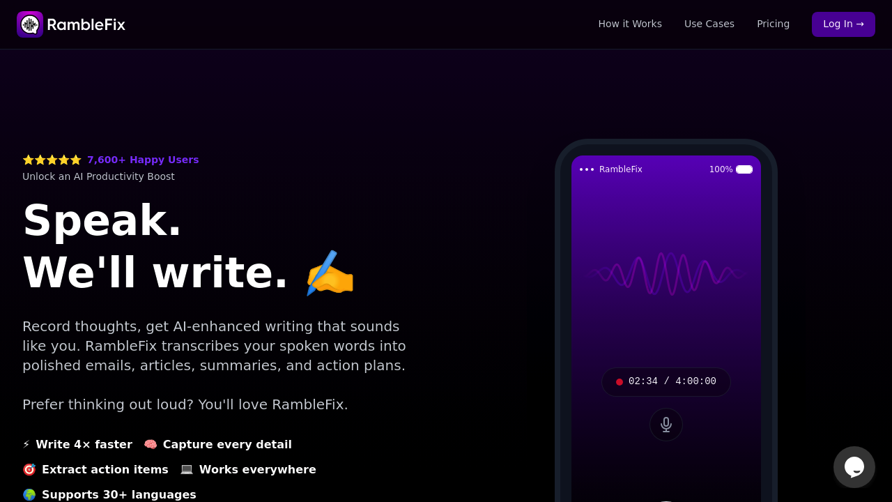 RambleFix - AI Note-taking & Writing Tool