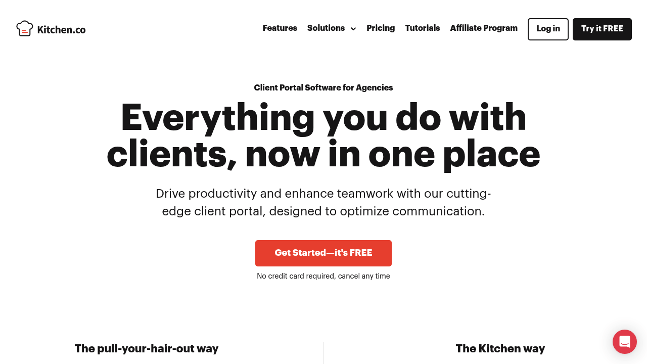 Desktop screenshot of Kitchen.co web interface