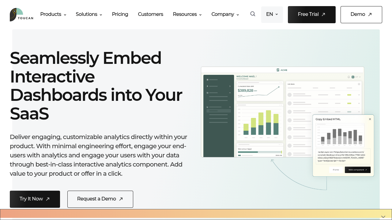Desktop screenshot of Toucan web interface