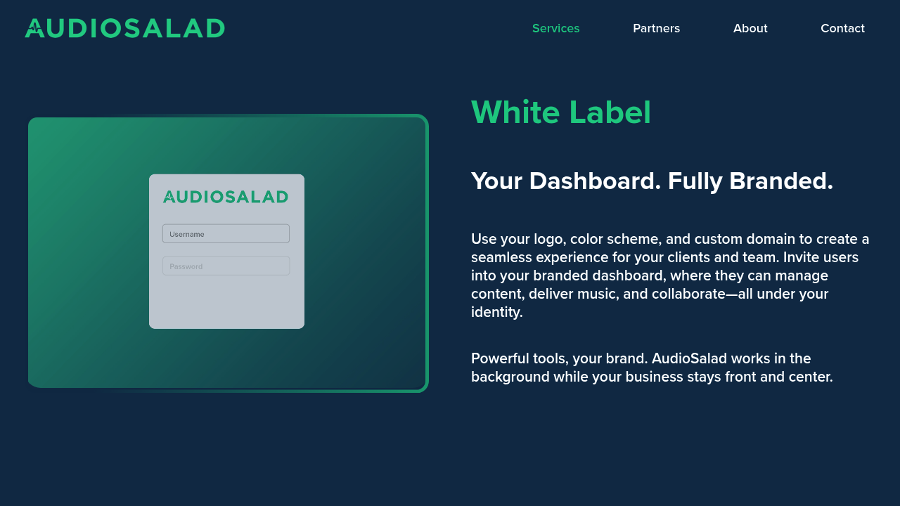 Desktop screenshot of AudioSalad web interface