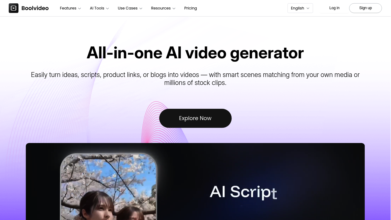 Boolvideo | AI Video Generator - Turn Everything into Videoslvideo