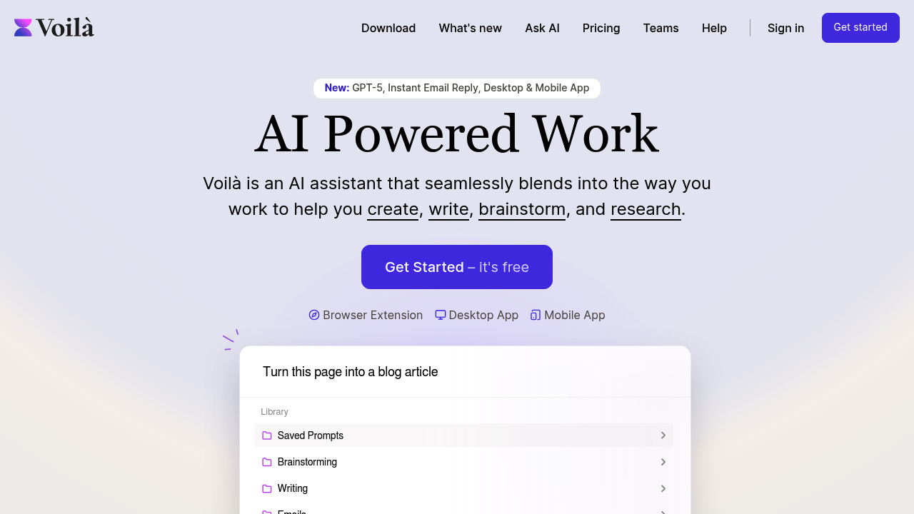 Voilà | AI Assistant, Chat and Writer for maximum productivity