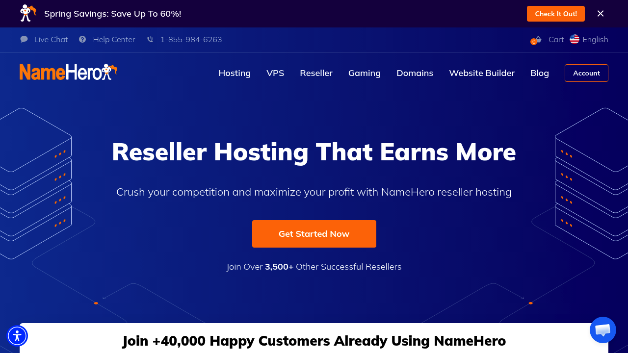 Desktop screenshot of NameHero web interface