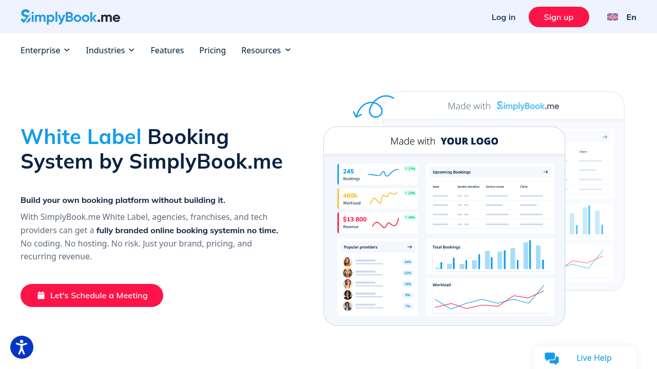 Desktop screenshot of SimplyBook.me web interface
