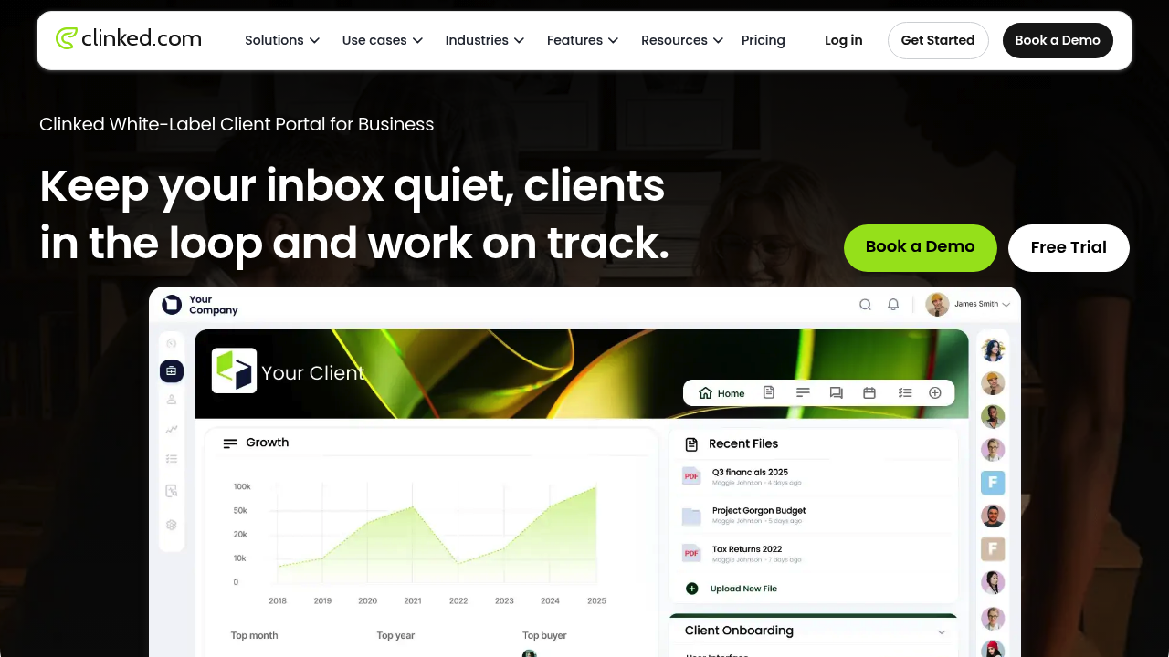 Desktop screenshot of Clinked web interface