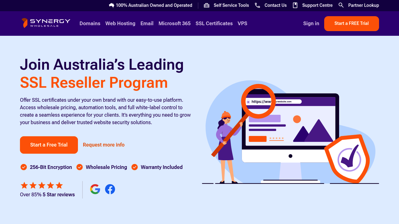 Desktop screenshot of Synergy Wholesale web interface