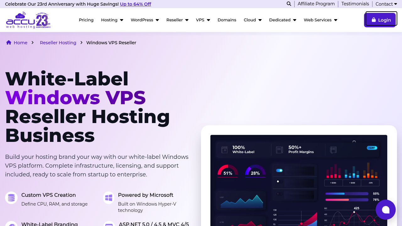 Desktop screenshot of Accu Web Hosting web interface