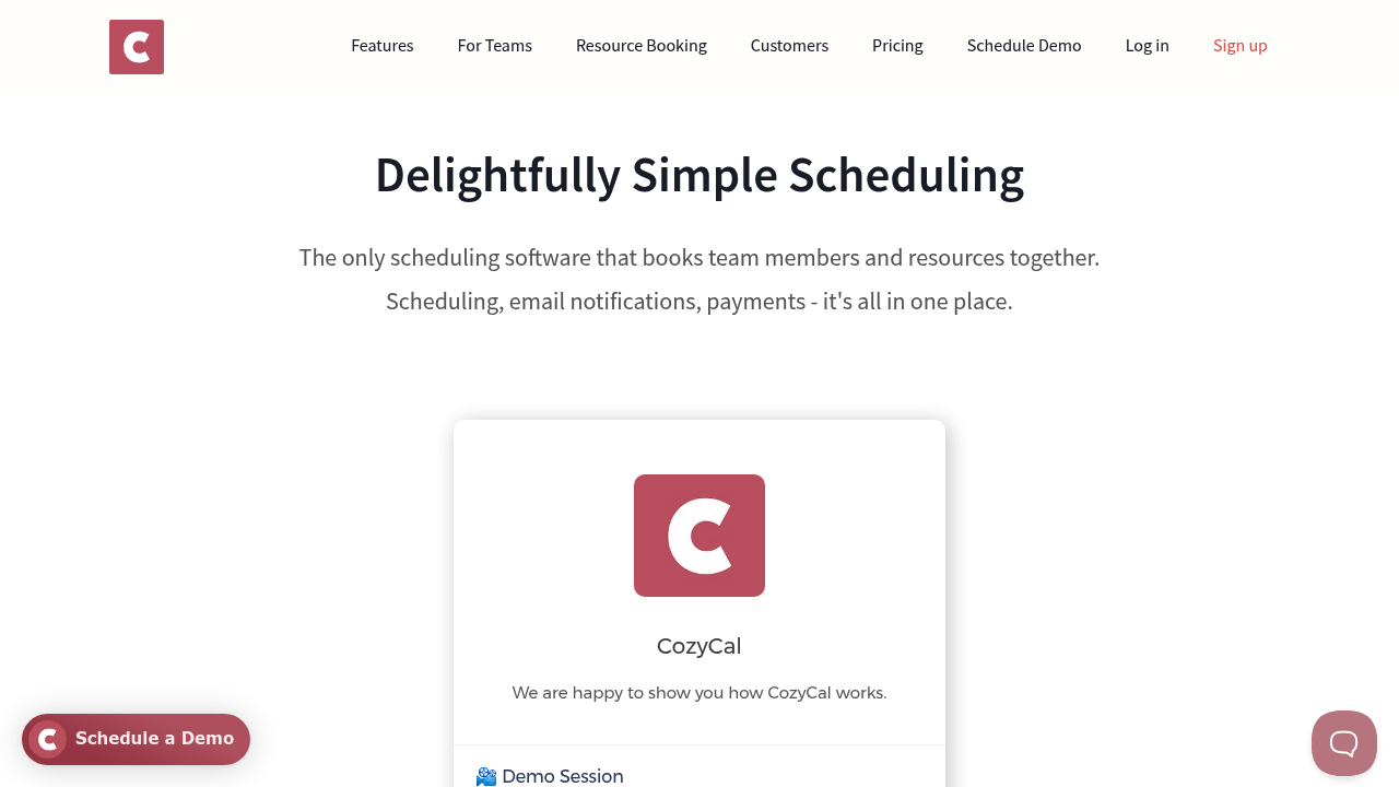Desktop screenshot of Cozycal web interface