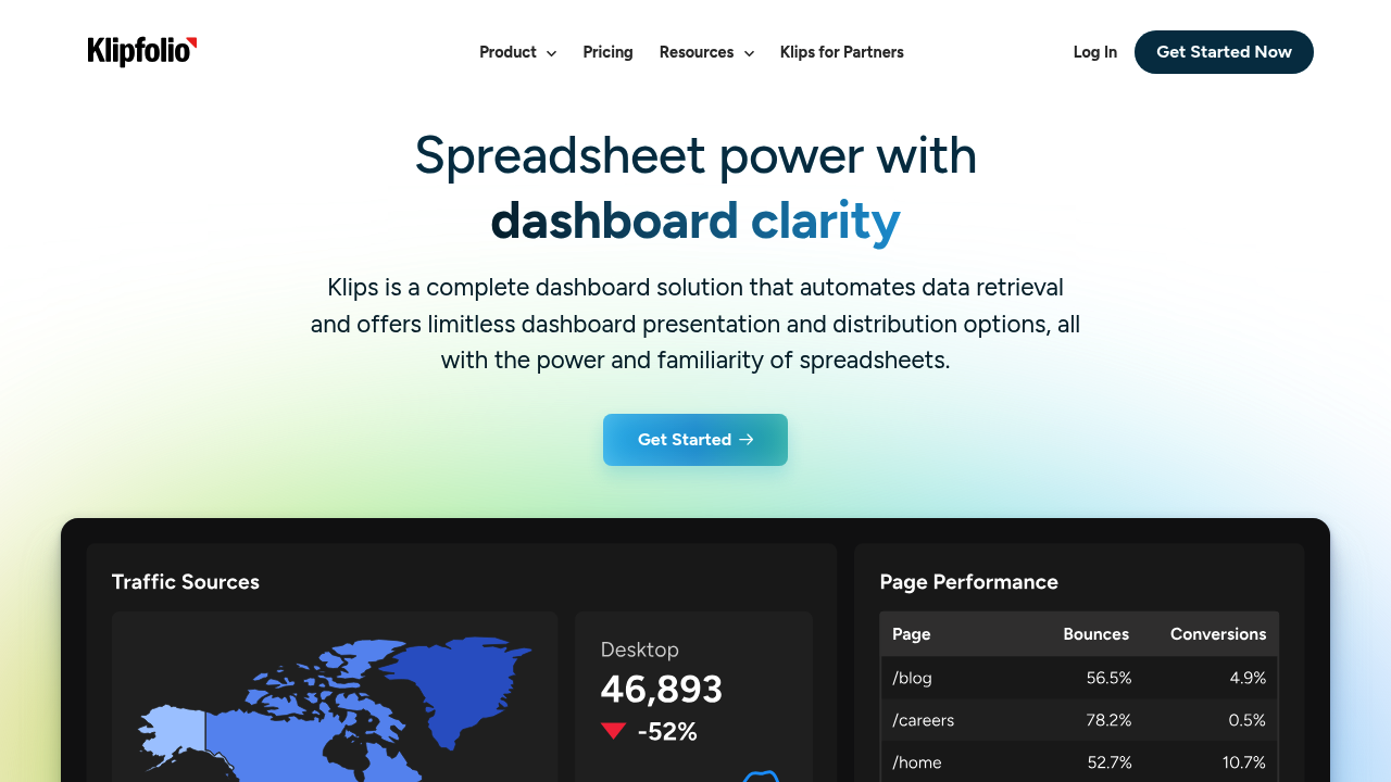 Desktop screenshot of Klipfolio web interface