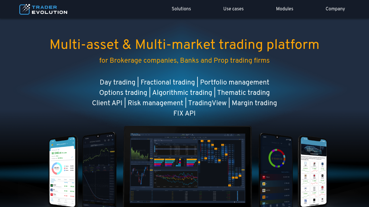 Desktop screenshot of TraderEvolution platform interface