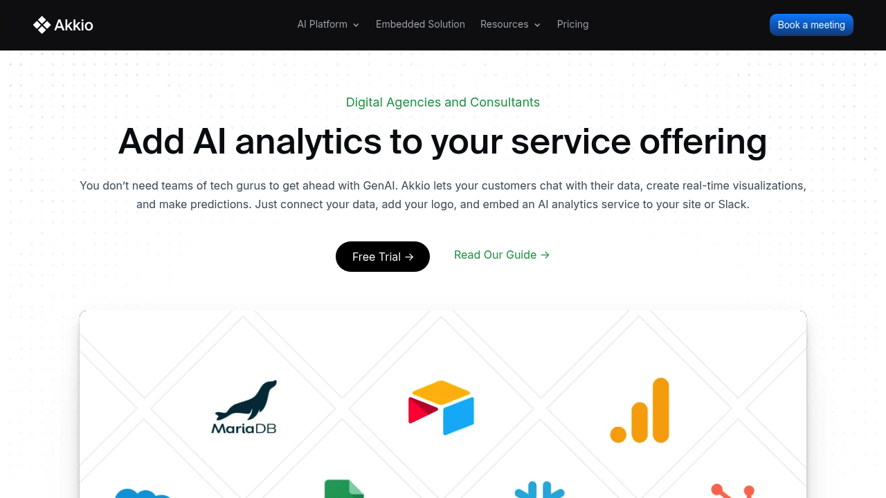 Desktop screenshot of Akkio web interface