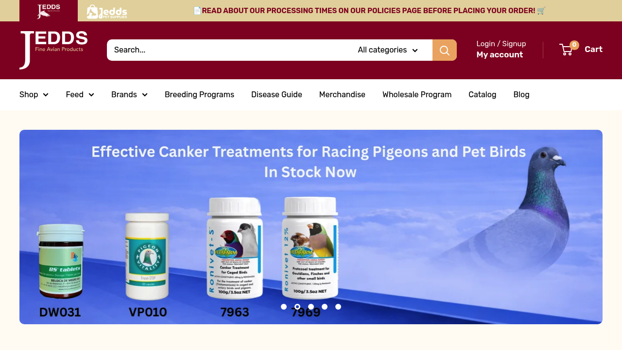 Jedds Bird Supplies racing pigeon resource image